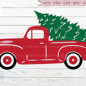 Christmas Truck svg, Red Truck Farmhouse Christmas Tree svg  Holiday Decoration svg files for Cricut Downloads Silhouette Sublimation