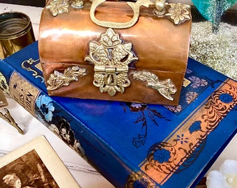 Vintage Copper & Brass Mini Trunk: Steampunk Jewelry Box