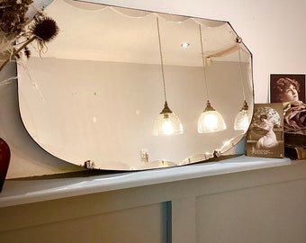 Pretty Art Deco Scalloped Edge Vintage Mirror. Vintage Wall Mirror. Decorative Mirror.