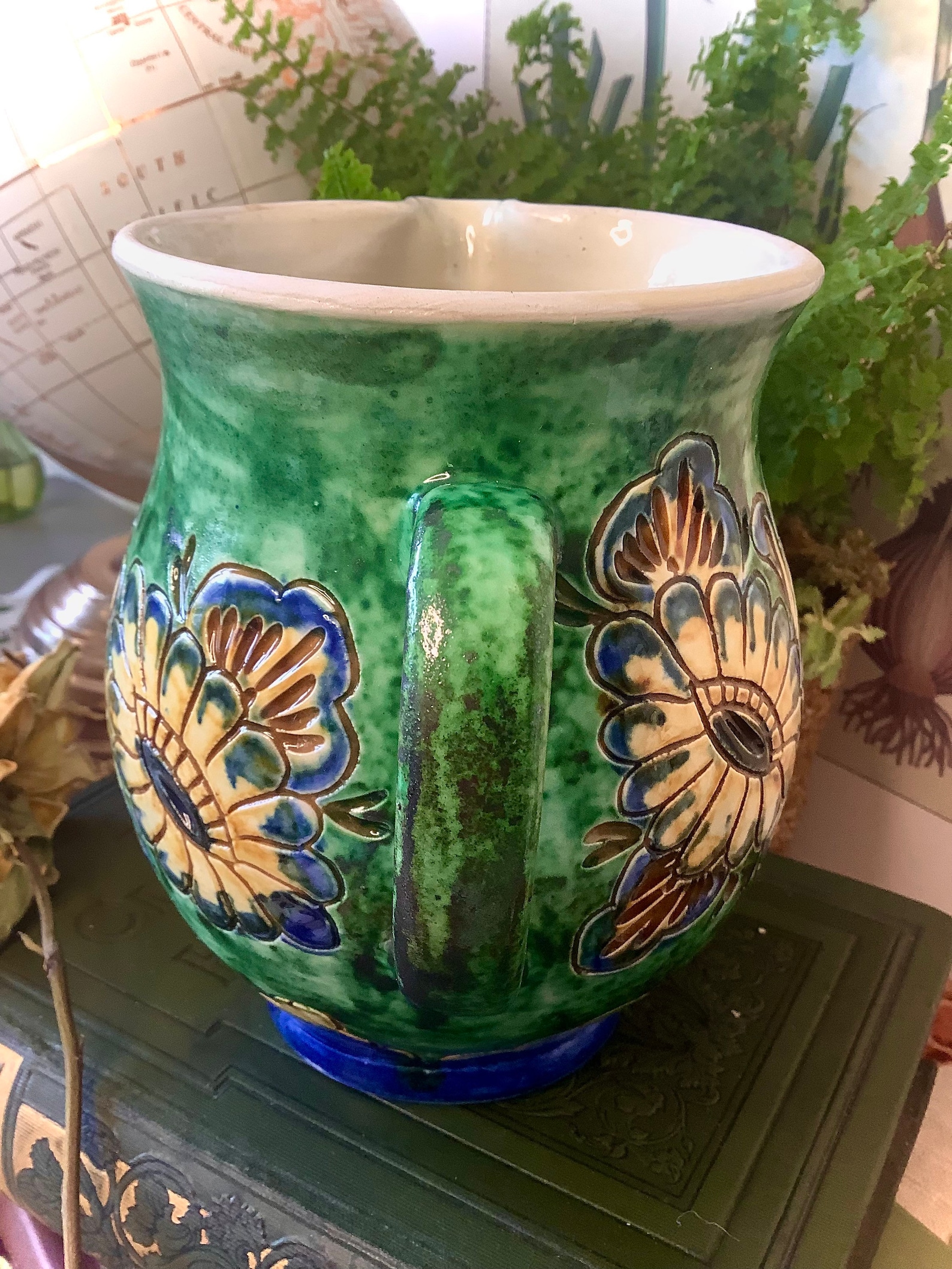 Bohemian Mid Century Art Pottery Jug with Hand Scratched and Etsy