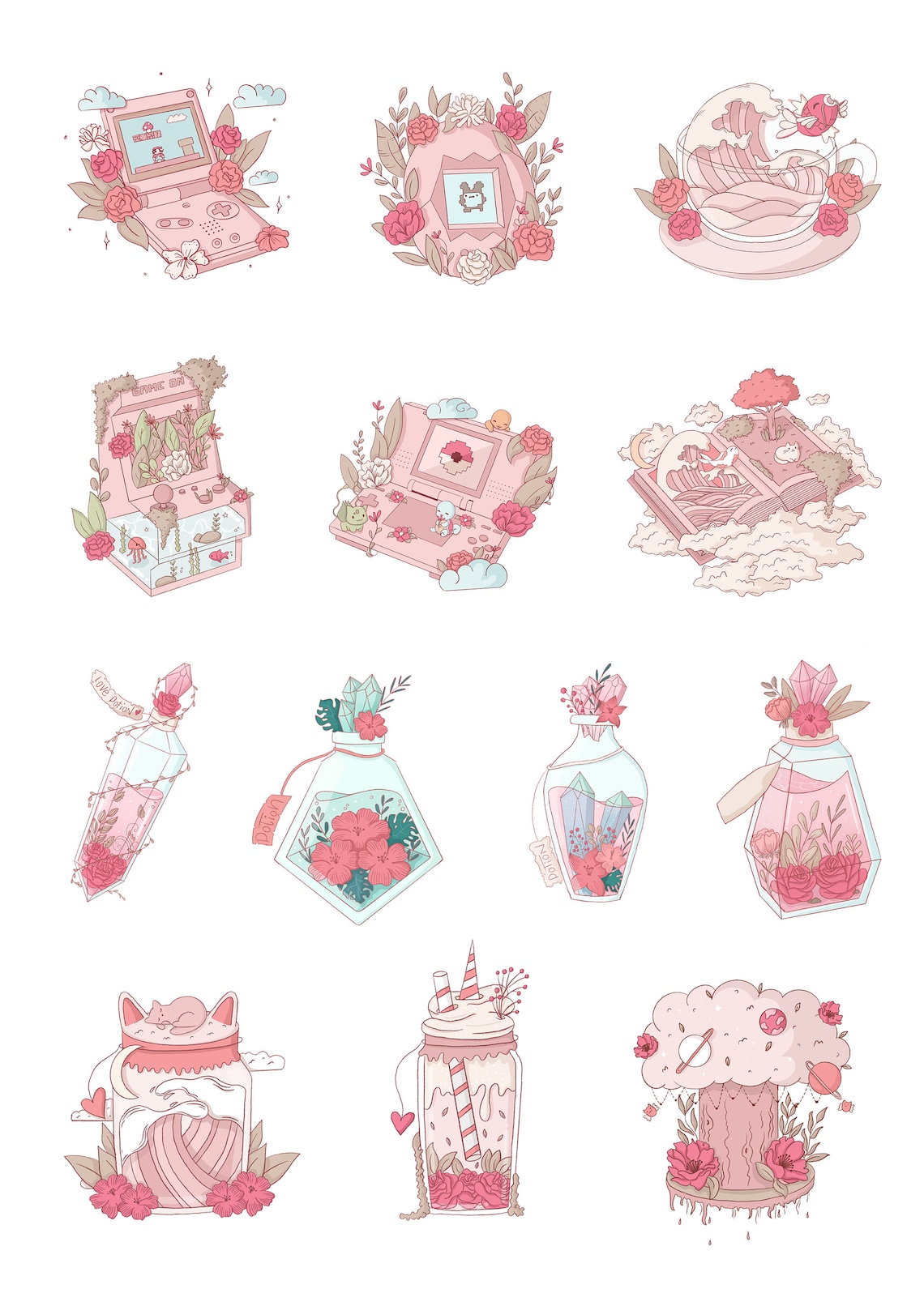 Cute Aesthetics Hand drawn printable sticker cute clipart Etsy