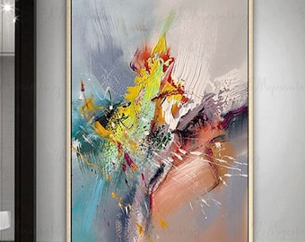 Original Abstract Acrylic Painting: Green, Blue, Textured Wall Art