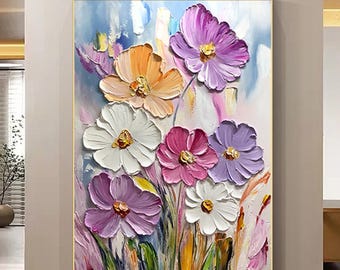 Textured Flower Canvas Painting Modern 3D Floral Wall Art wall decor home office