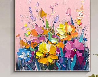Garden Rhapsody Wall Art | Colorful Floral Abstract Canvas Wall