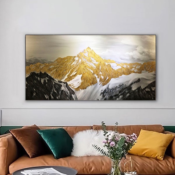 Gold leaf Abstract painting on canvas framed acrylic mountain painting wall painting for living room wall decor  xingmai painting gold art