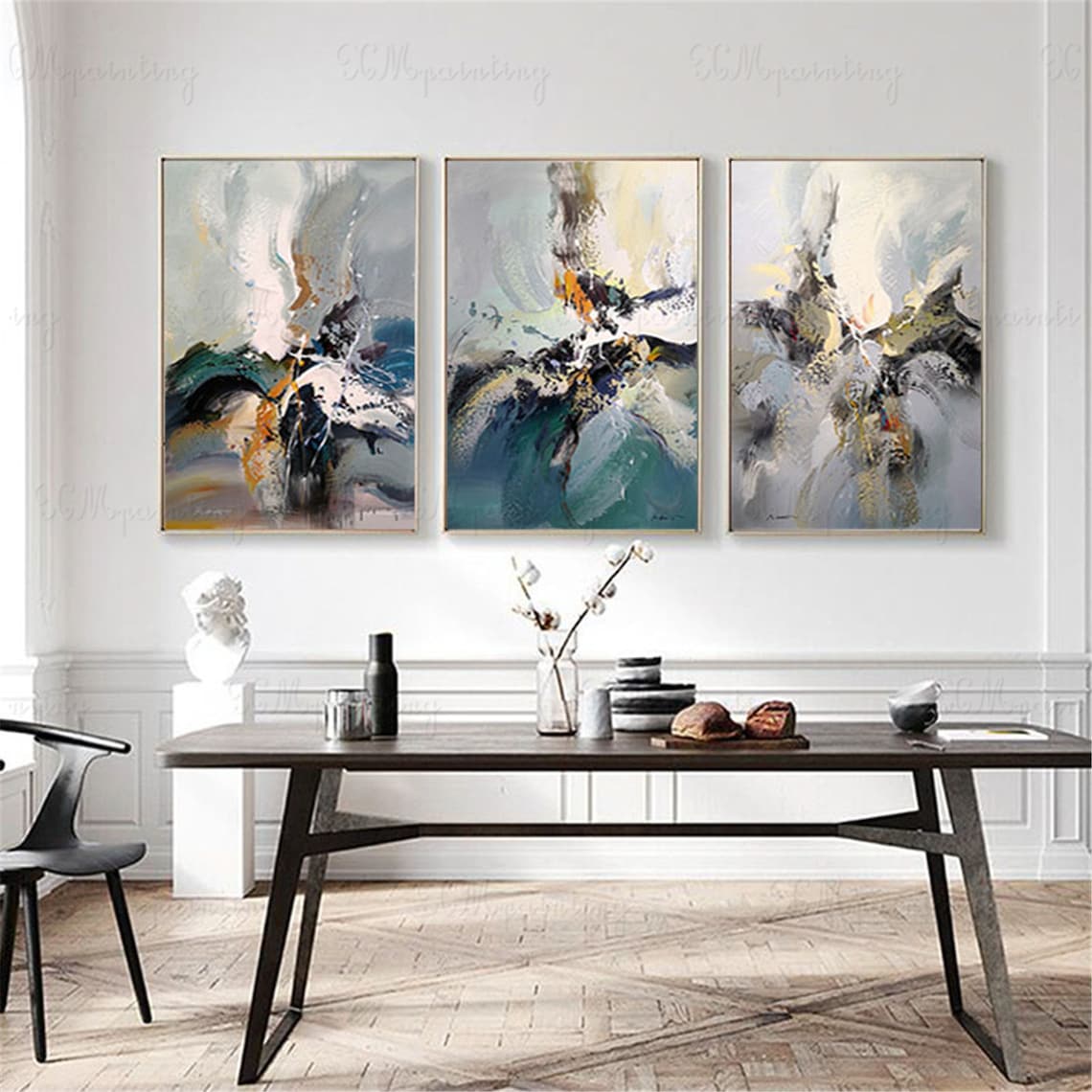 3 Pieces Original Abstract Painting on Canvas Wall …