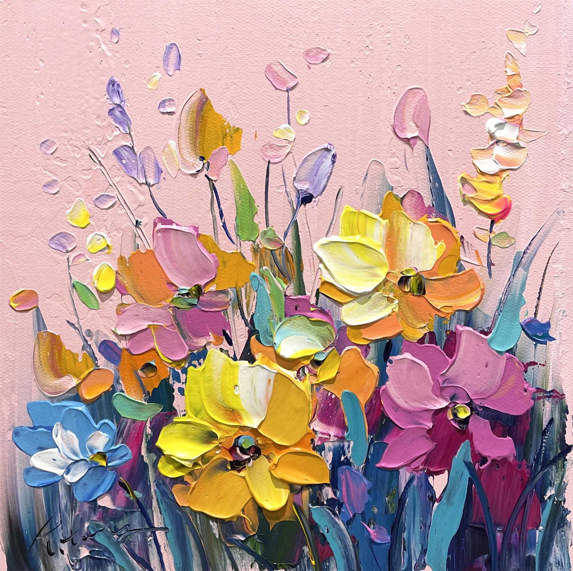 Bright Abstract Floral Wall Art,colorful Impasto Flower Painting