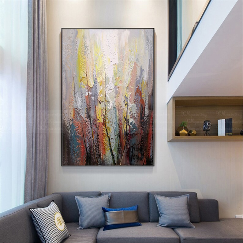 Abstract green tree painting canvas wall art picture for Etsy