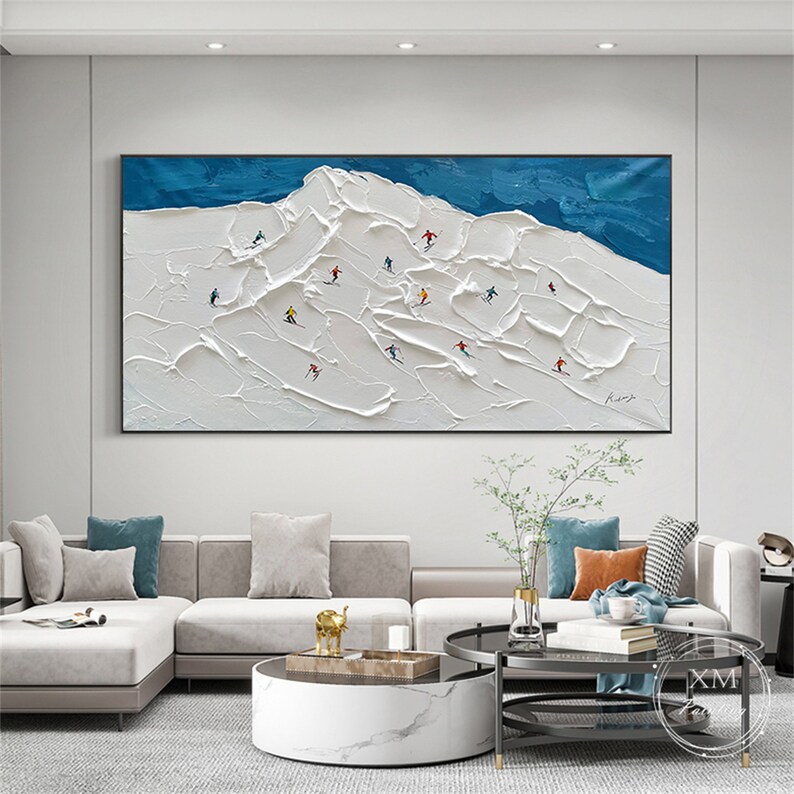 Original D Texture Wall Art Ski Sport Painting on Canvas Etsy