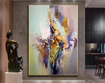 Abstract painting on canvas Acrylic originalpainting framed wall painting wall art living room Xingmai painting green brown Invisible wing