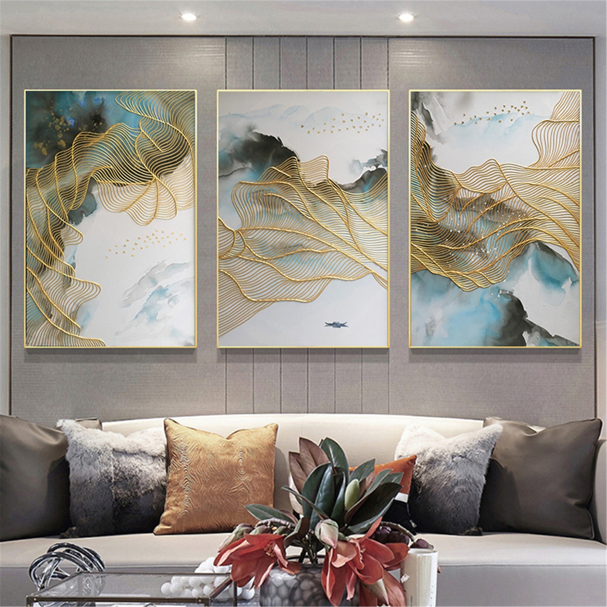 Abstract Painting on Canvas Framed Wall 