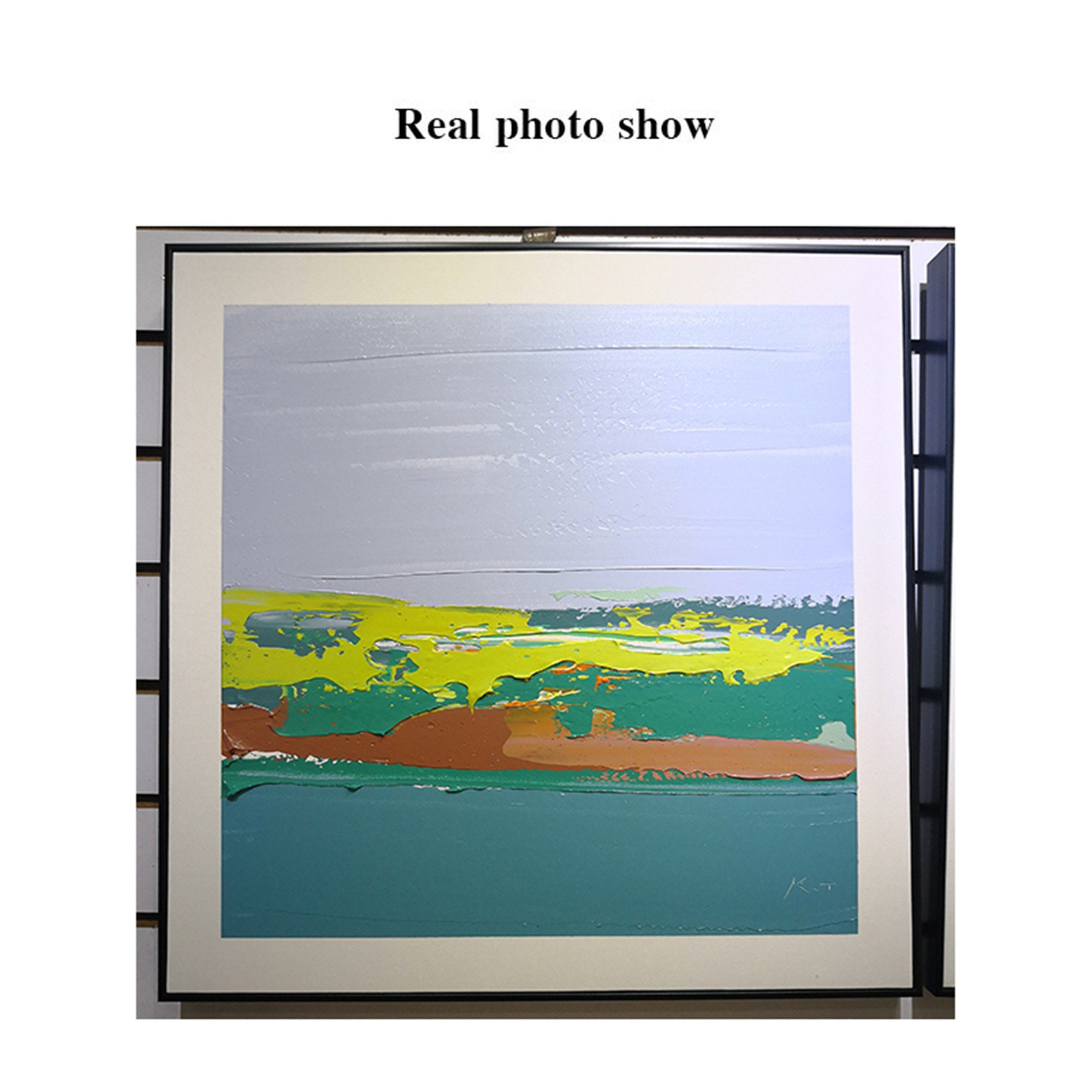 2 pieces framed abstract painting original acrylic canvas wall Etsy