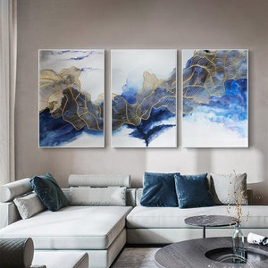 3 Panels Abstract Painting on Canvas Acrylic Painting Wall Art for ...