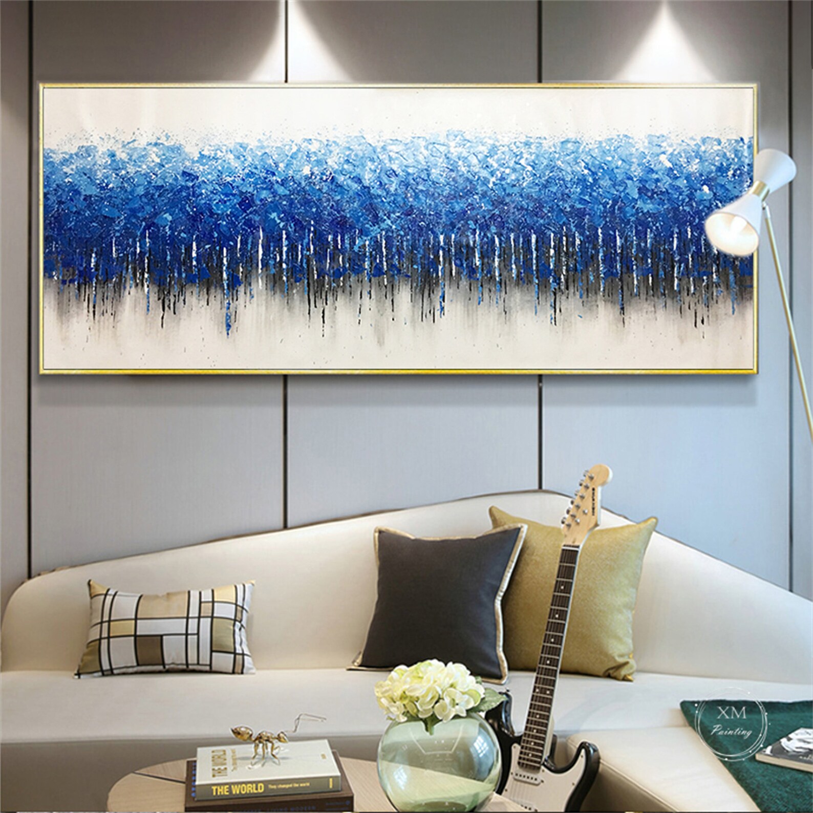 Blue Tree Abstract Painting Canvas Wall Art for Living Room Etsy