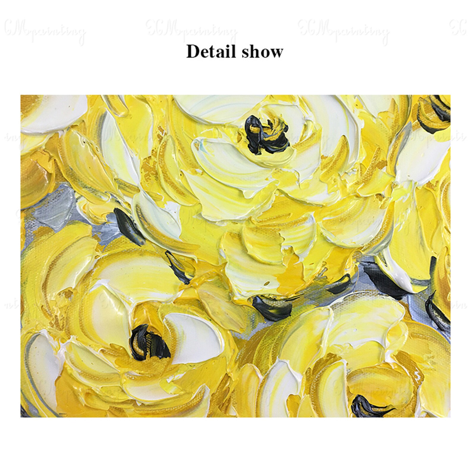 2 pieces yellow flower framed abstract painting canvas wall Etsy