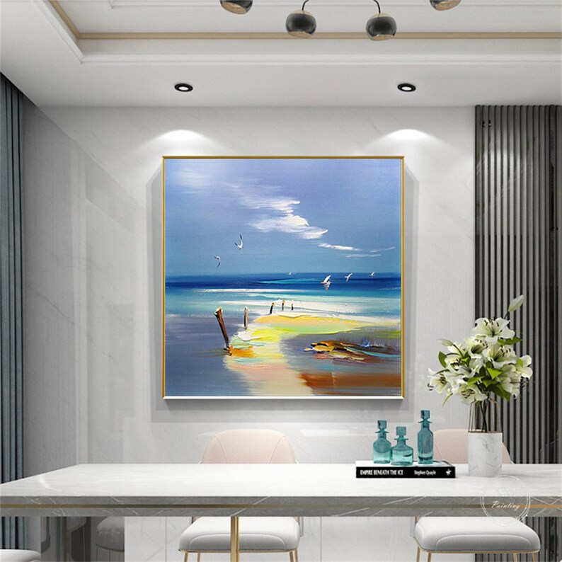 Original Blue Acrylic Abstract Painting on Canvas Wall Art Etsy