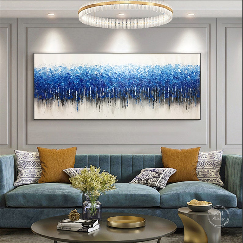Blue Tree Abstract Painting Canvas Wall Art for Living Room - Etsy