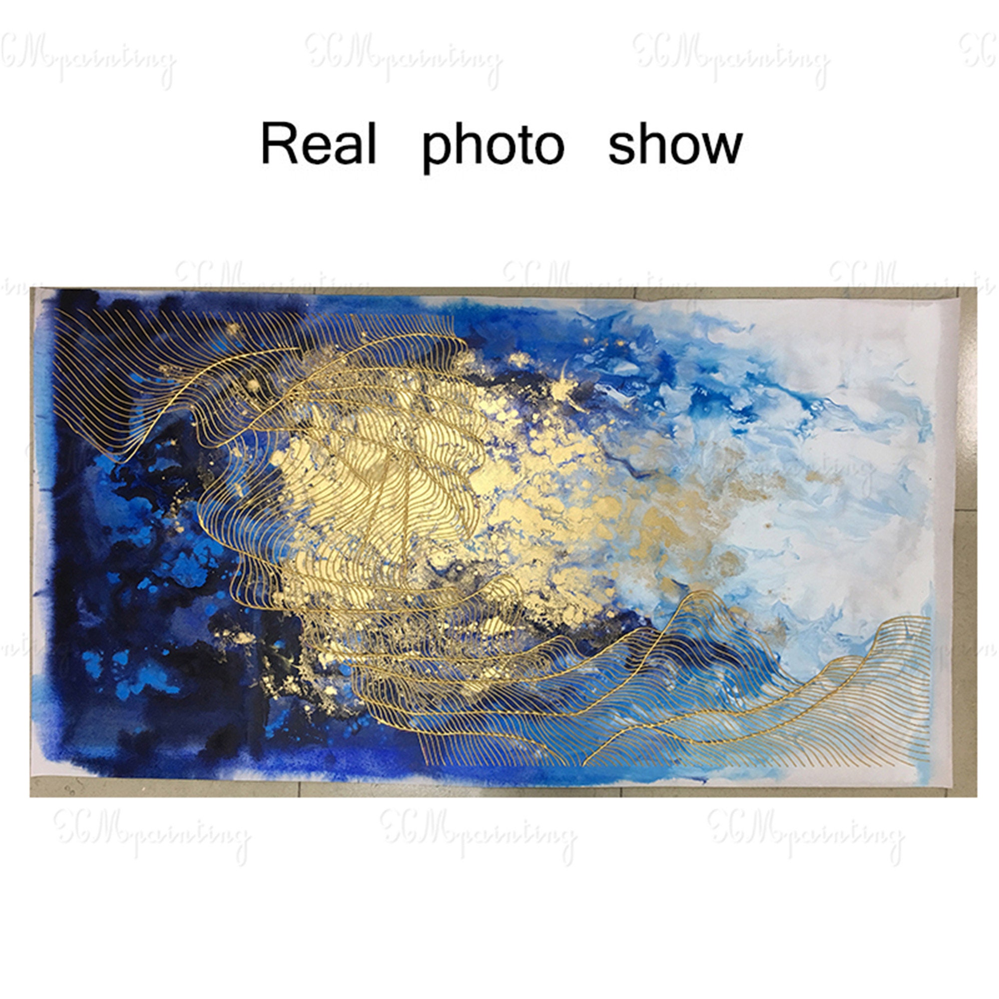 Gold art abstract painting canvas wall art picture for living | Etsy