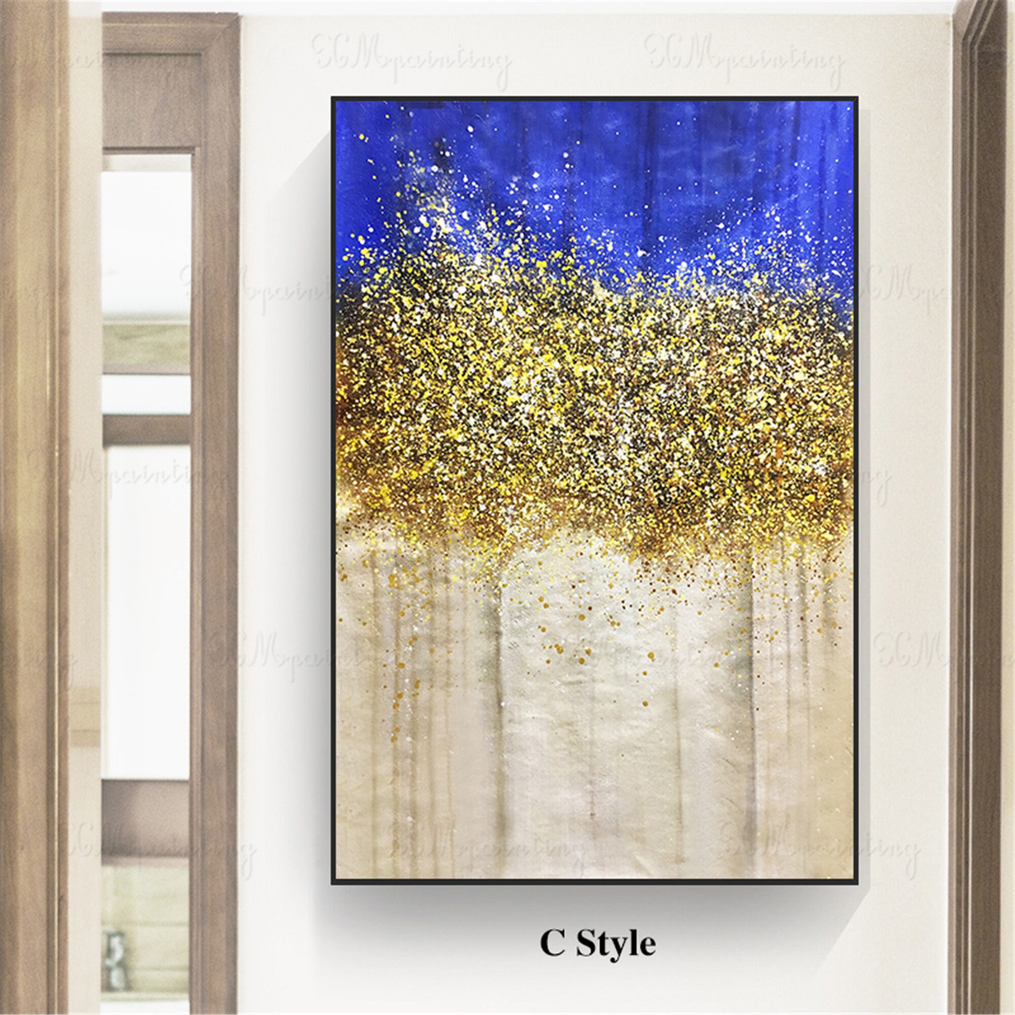 Gold Acrylic Abstract Painting Canvas Wall Art Pictures for Etsy