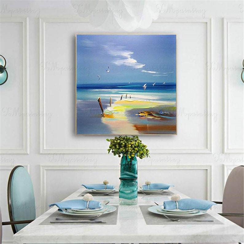 Original Blue Acrylic Abstract Painting on Canvas Wall Art Etsy