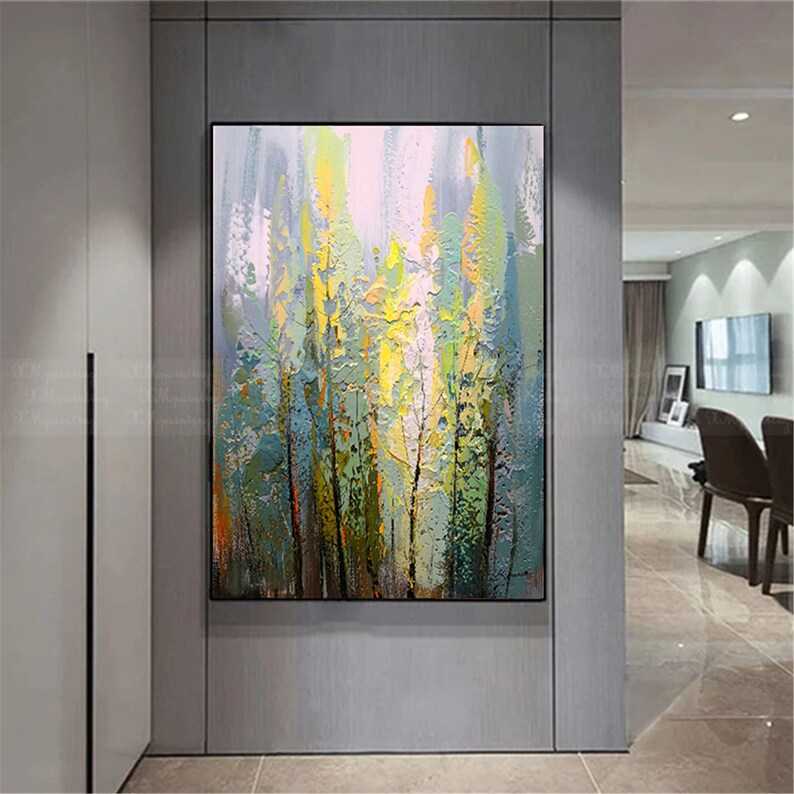 Abstract Green Tree Painting Canvas Wall Art Picture for Etsy