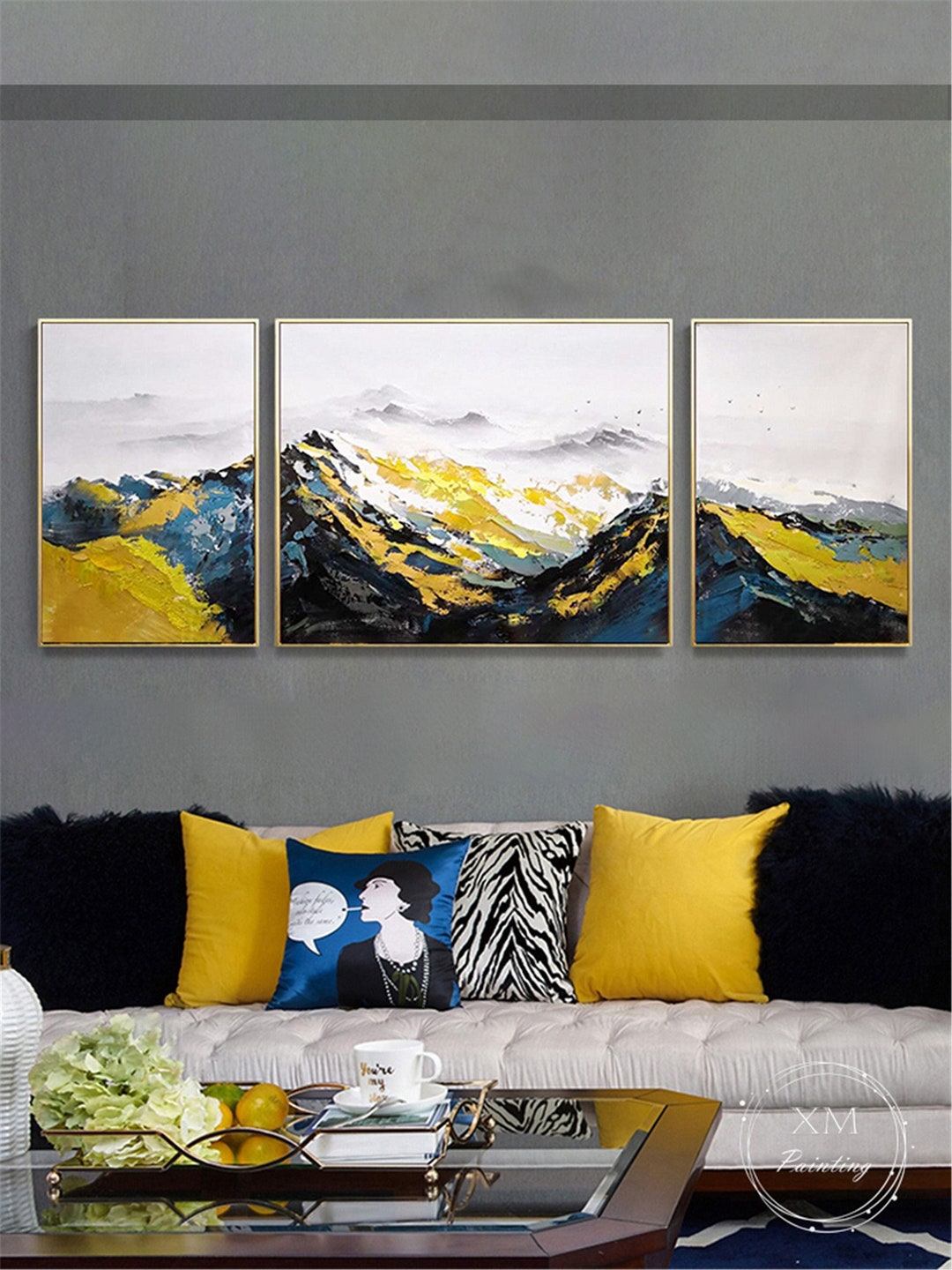 Pieces Original Abstract Painting on Canvas Wall Art Decor Etsy