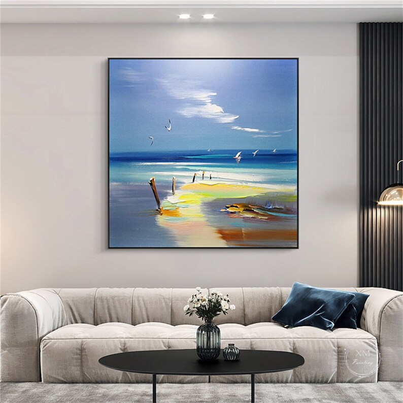 Original Blue Acrylic Abstract Painting on Canvas Wall Art Etsy