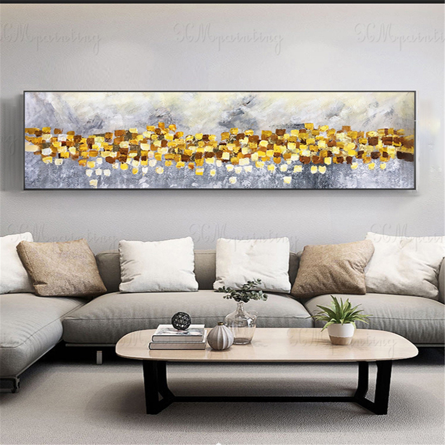 Gold Art Paintings on Canvas Wall Art Pictures for Living Room Etsy
