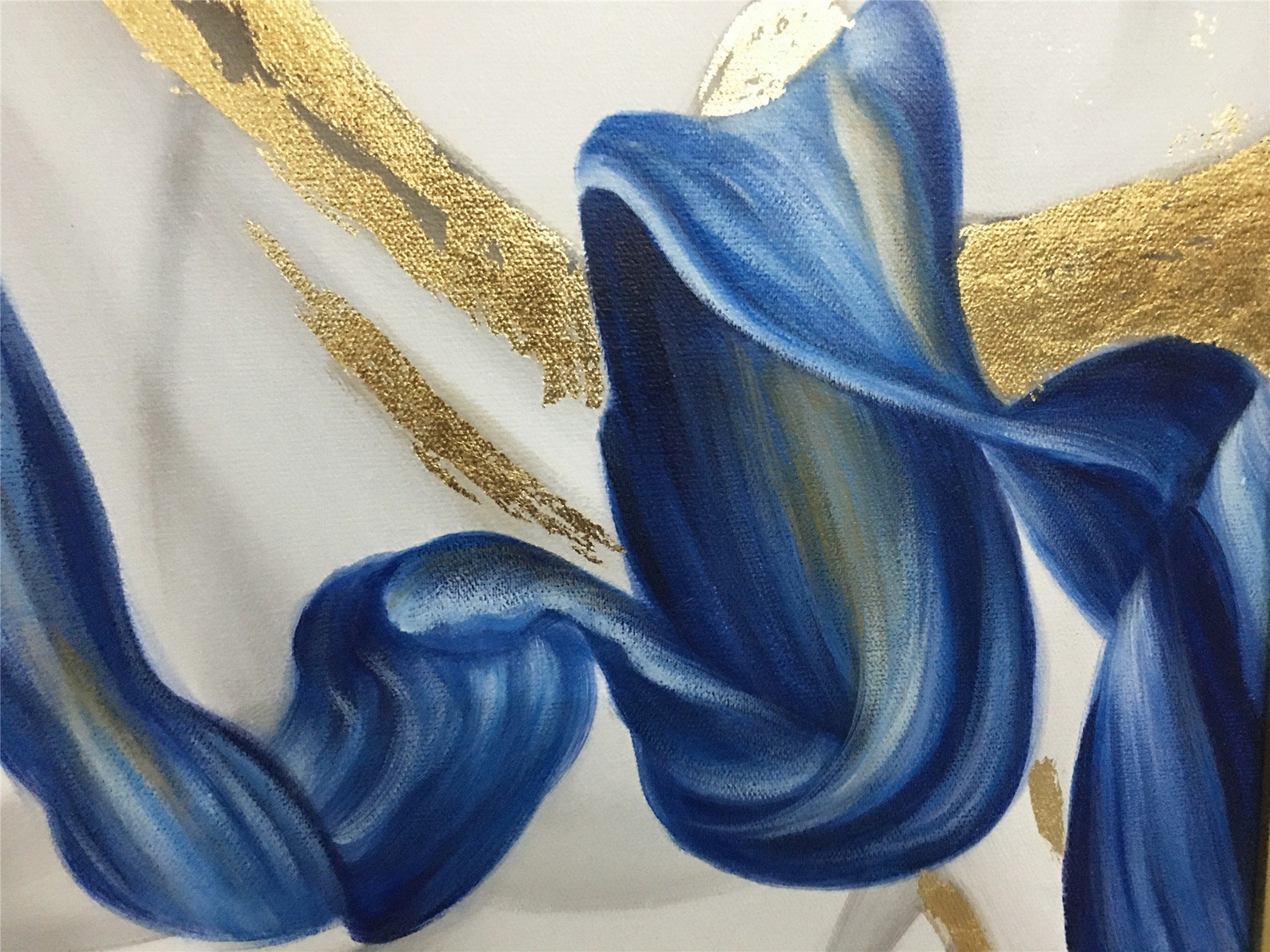 3 Pieces Gold Leaf Abstract Painting on Canvas Framed Wall Etsy