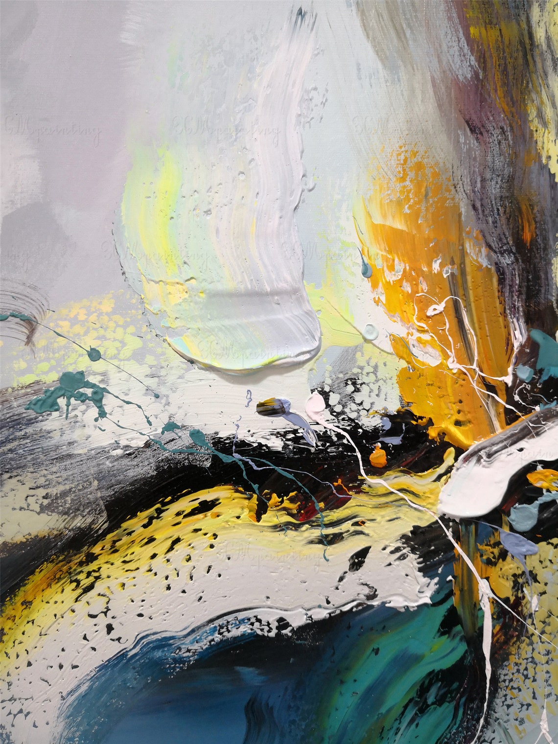 3 pieces navy blue abstract painting canvas wall art picture Etsy