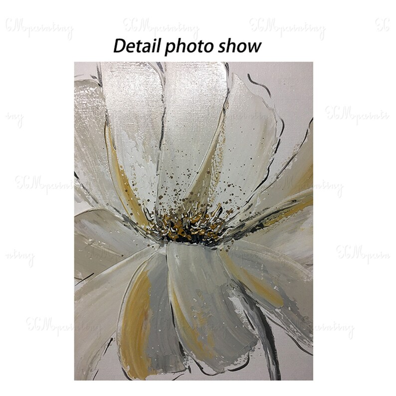 2 pieces gold art flower abstract painting canvas wall art Etsy