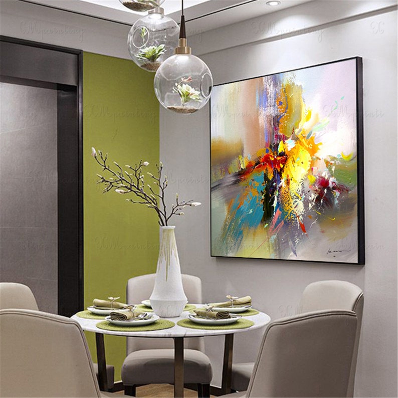 Original Gold Acrylic Abstract Painting On Canvas Wall Art Image 0