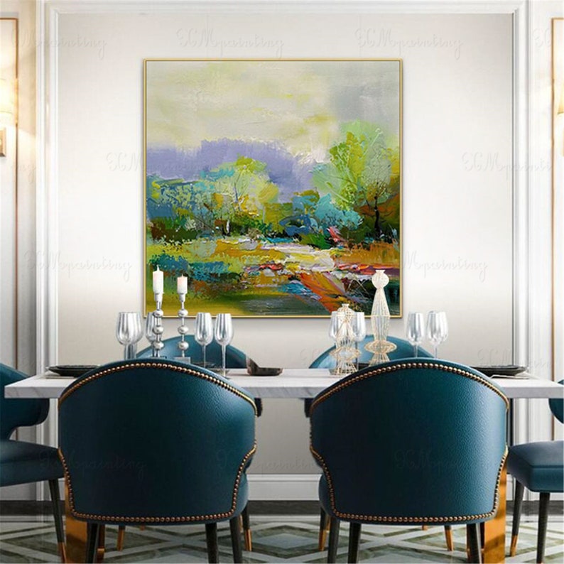 Abstract painting canvas wall art pictures for living room wall decor home decoration Original acrylic texture gold art landscape green tree