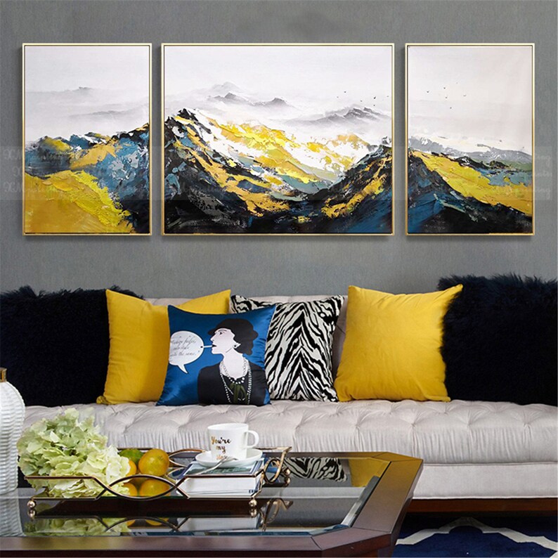 3 Pieces Original Abstract Painting on Canvas Wall Art Framed Etsy