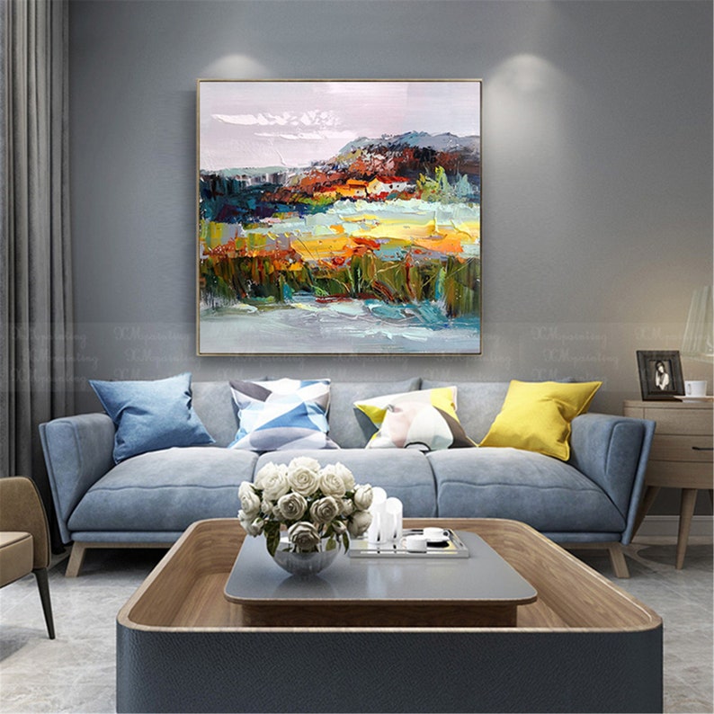 Abstract Painting on Canvas Wall Art Framed for Living Room - Etsy