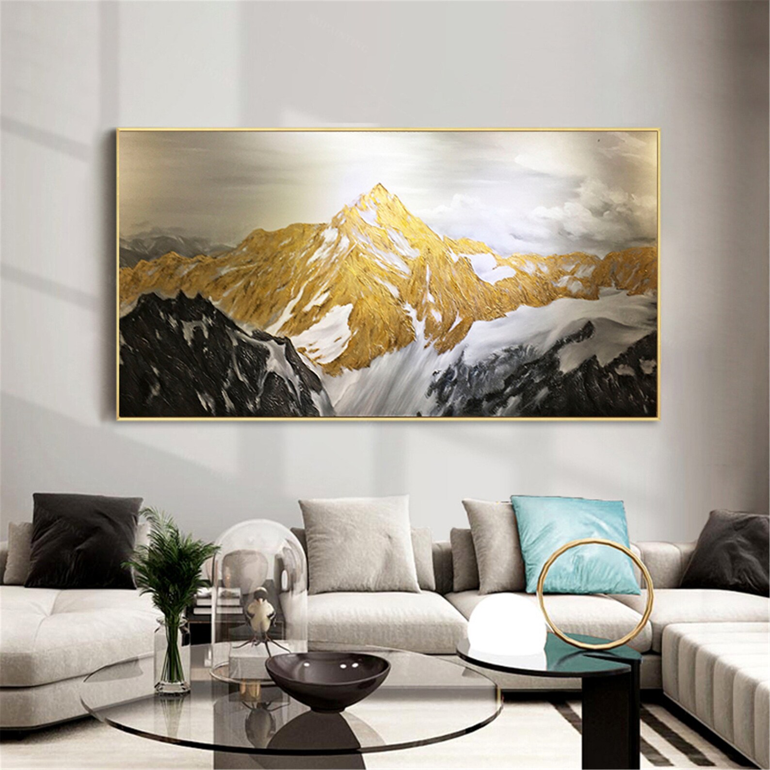 Gold Art Abstract Painting on Canvas Wall Art for Living Room - Etsy