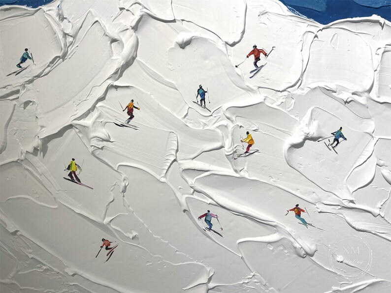 Original D Texture Wall Art Ski Sport Painting on Canvas Etsy