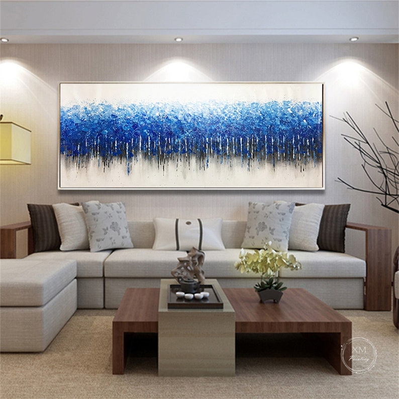Blue Tree Abstract Painting Canvas Wall Art for Living Room Etsy