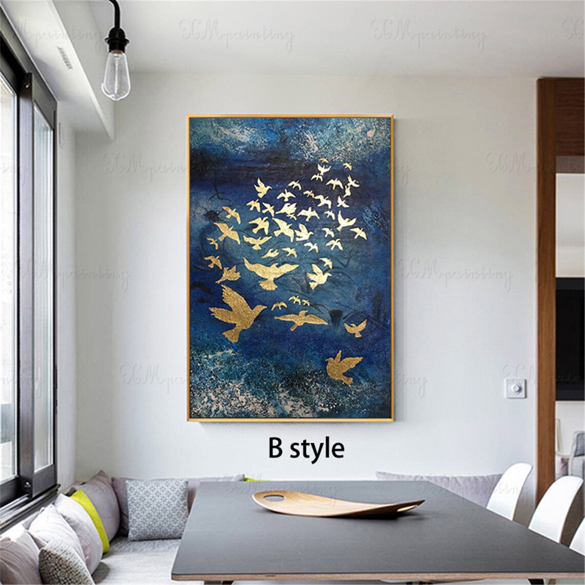 Gold Leaf Abstract Painting Canvas Wall Art Pictures for Etsy