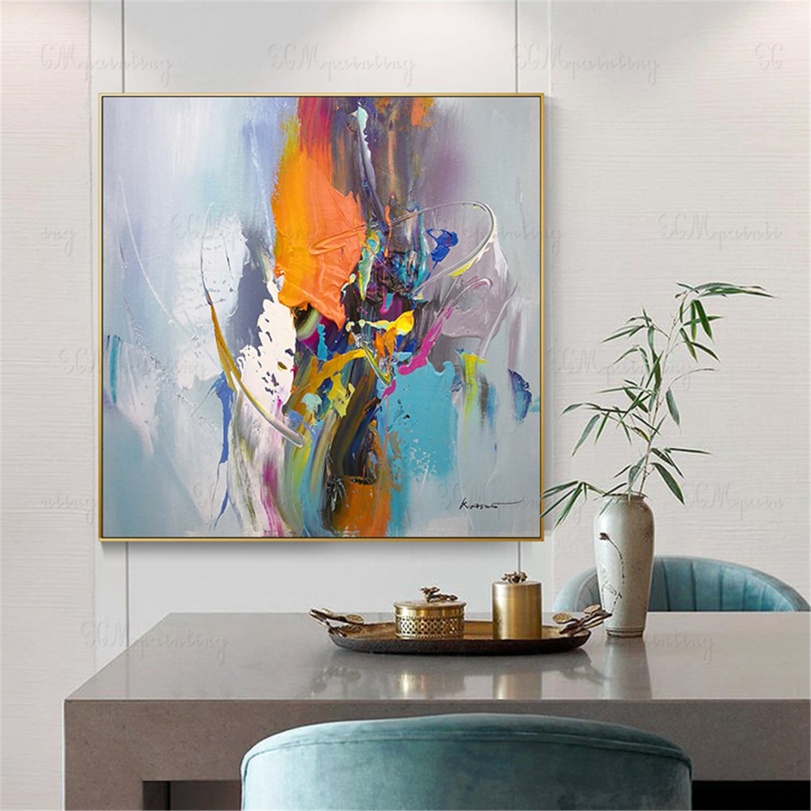 Original Acrylic Abstract Painting Wall Art Picture for Living Etsy