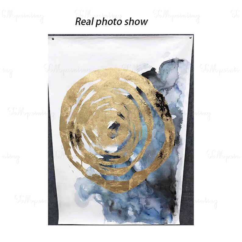 Gold leaf acrylic abstract paintings on canvas wall art Etsy