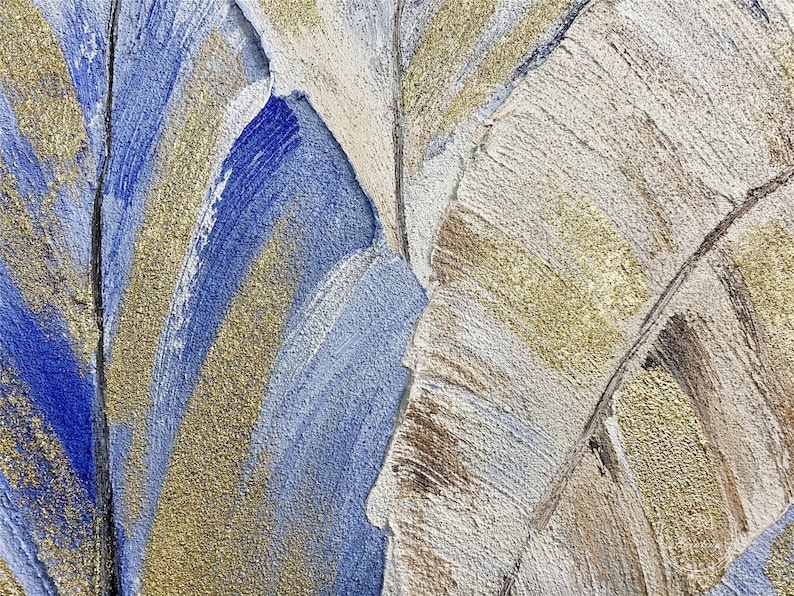 Acrylic Gold Leaf Abstract Paintings on Canvas Wall Art for Living Room