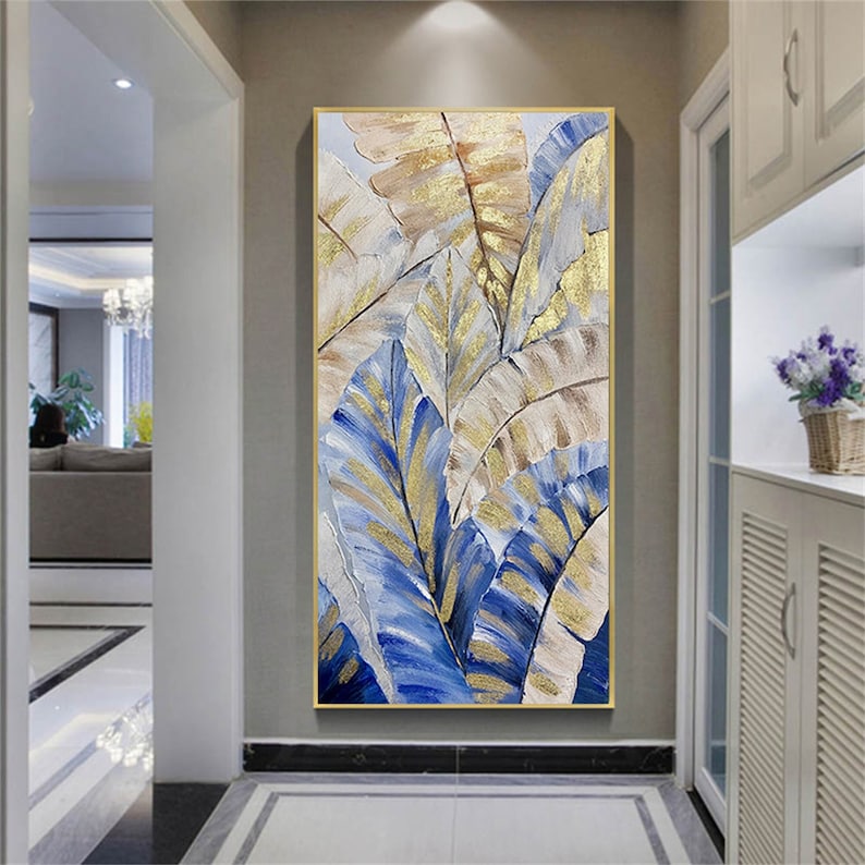 Acrylic Gold Leaf Abstract Paintings on Canvas Wall Art for Living Room