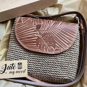 Small woven crossbody bag for women Unique handmade purse straw