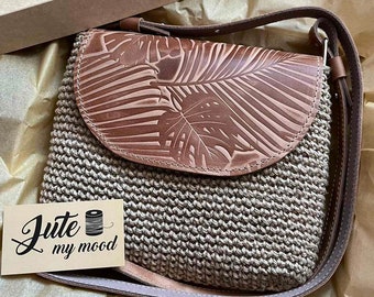 Small woven crossbody bag for women Unique handmade purse straw
