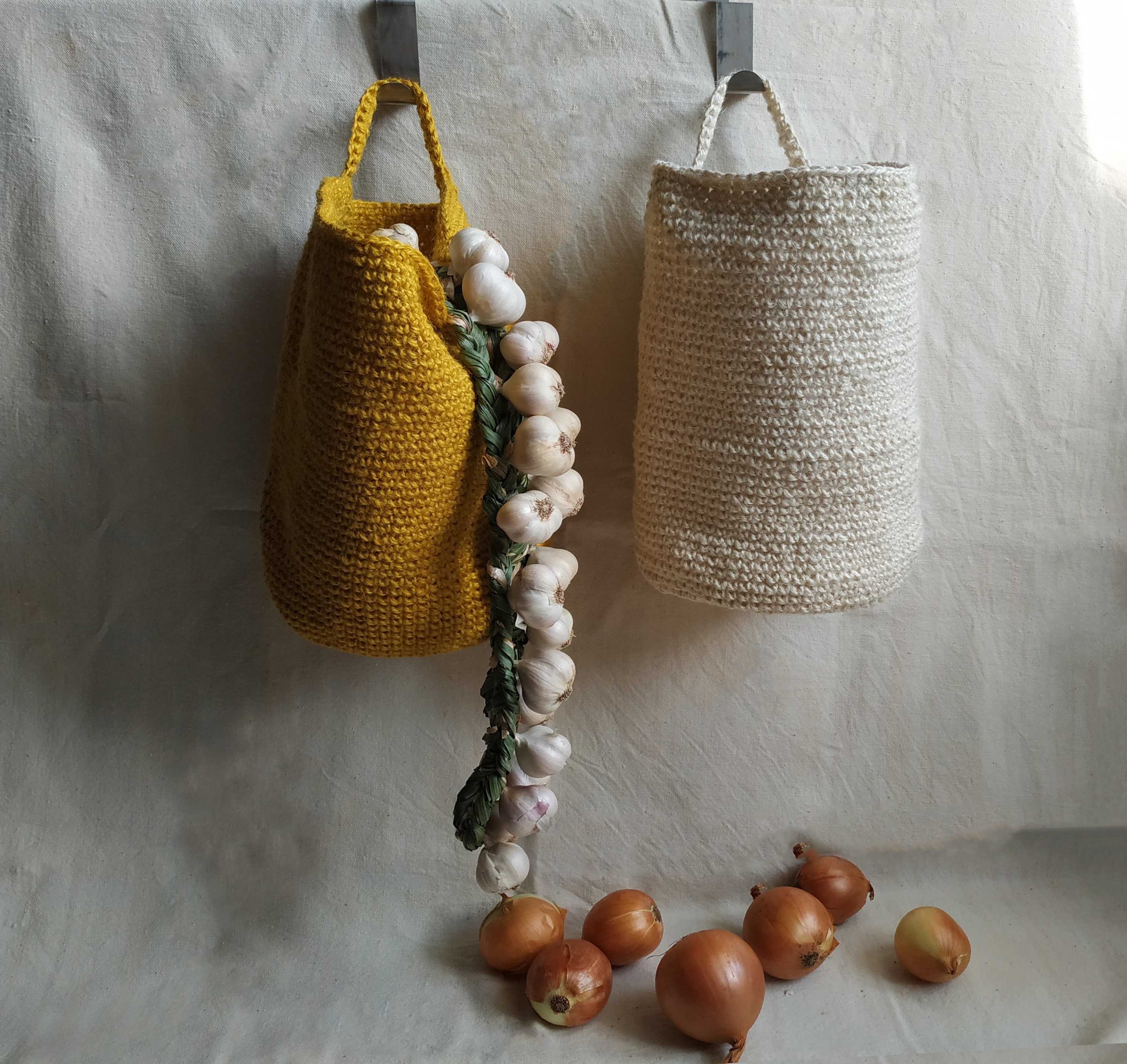 Wall Hanging Storage Baskets Rustic Jute Storage Basket Onion Garlic