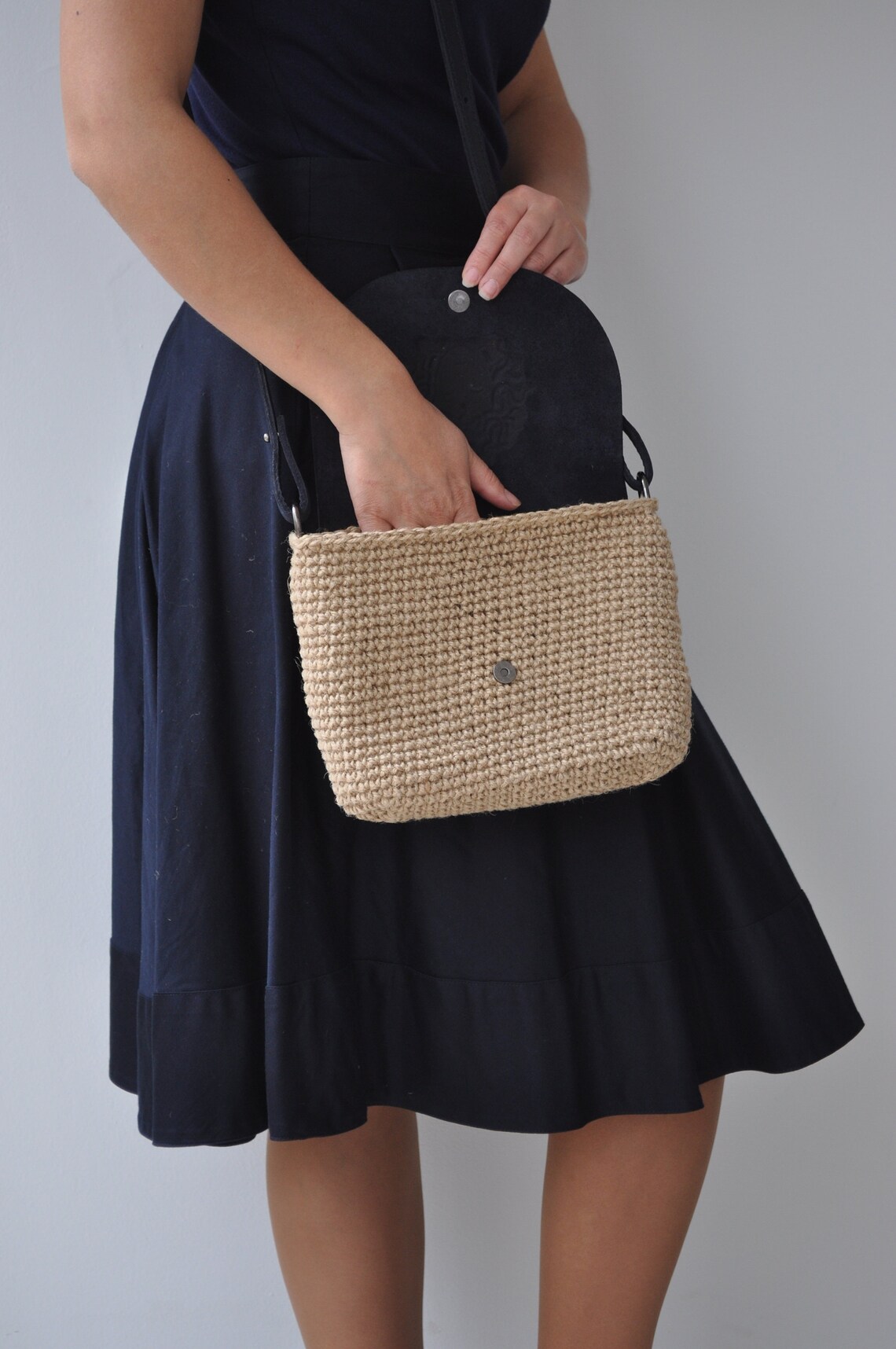 Summer crossbody bag for women Saddle bag purse small Navy Etsy