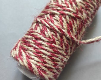Christmas twine Gift wrapping string red and beige 54 YDS