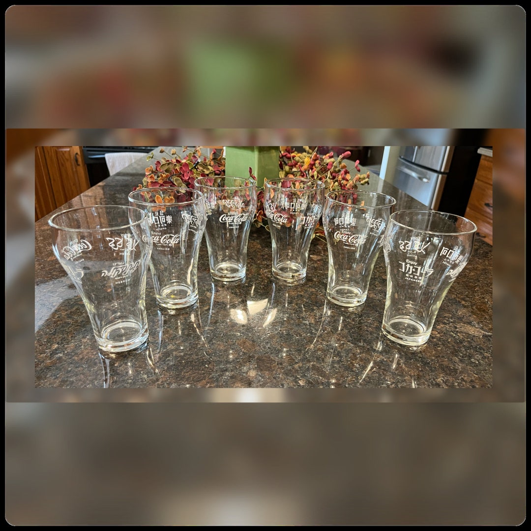 Coca Cola by Libbey-set of Six International Glasses-5” Tall - Etsy