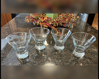 Set of Four Vtg. Clear Martini/Cosmo Glasses